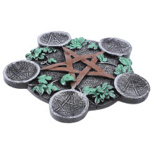 Pentagram Candle Holder 4Pcs Resin Multicolor 6.8x6.8x0.39in for Photography Prop Ritual Decoration