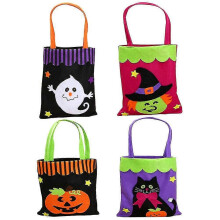 4 Pack Halloween Candy Bags - Cloth Trick or Treat Bags, Owl Pattern, Portable Handbags