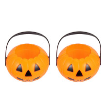 2 seaux à citrouille d'Halloween, porte-bonbons portatif en plastique, conteneurs pour bonbons ou friandises avec poignées