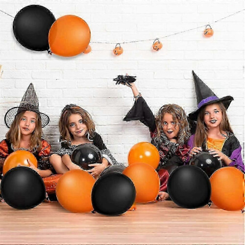 Pacote de 200 balões de Halloween, balões de látex pretos laranja de 10 polegadas para decorações de festas 1
