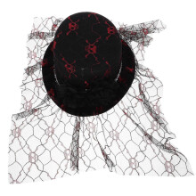 Halloween Mesh Top Hat Acrylic Multicolor Skull Design Hat for Costume Party