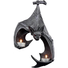 Bat Wall Tealight Sconce Candle Holder Resin Gothic Decor for Halloween Home Office