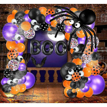 Kit de arco de guirlanda de balão de Halloween com teia de aranha e balão de folha de alumínio Boo