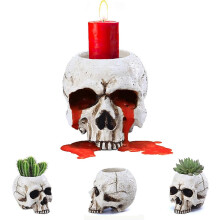 Skull Candle Holder Resin Skeleton Tealight Cup Spooky Gothic Halloween Christmas Party Decor