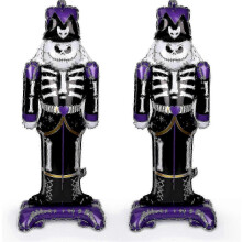 Palloncini di Halloween Confezione da 2 guardie scheletriche in piedi Foglio di alluminio da 48,8 pollici Decorazione viola per feste di Halloween