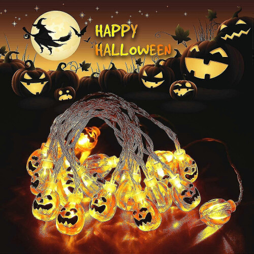 Halloween String Lights 30 LED Pumpkin Orange 10.8ft 3D Plastic Indoor Decor 1