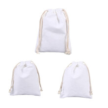 3-pack kleine canvas opbergzakken met trekkoord, duurzame stoffen zakjes voor sieraden, snoep, snacks