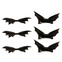 Pinces à cheveux en forme de chauve-souris pour femmes, en alliage de cuir noir, couvre-chef de fête d'halloween, 6 pièces