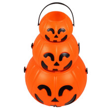 Seau à citrouille d'halloween 3 pièces, seau à bonbons en plastique pour tours ou friandises, décor de fête Portable