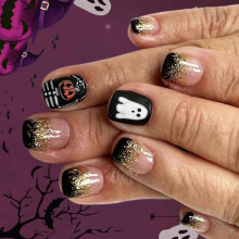 Press On Nails Halloween Glow in Dark 24 ks trblietavej tekvicovej kostry