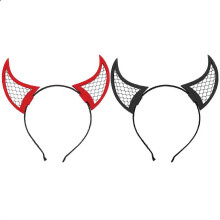 Cocar de chifre de Halloween com 4 pacotes sortidos de tecido vermelho preto acessório para fantasia