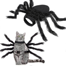 Halloween Spider Costume for Dogs Cats, Adjustable Soft Felt Pet Outfit with 8 Realistic Legs, One Size