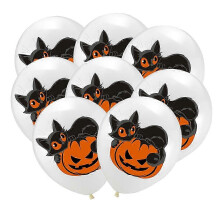 20pcs Halloween Balloons Latex Cat Pattern Party Decoration Supplies for Festival