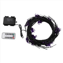 Corda de luz de rattan aranha de Halloween 180 cm 8 modos intermitentes Horror decoração de casa plástico