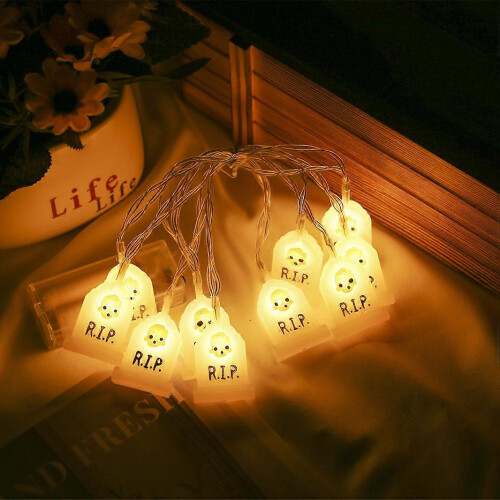 LED Halloween Decorative Light String 3m 20 Lights Warm White Battery Powered 2 AA Modes Always On Flashing 1