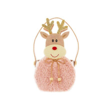 Sac à bonbons de noël Design renne, sac de rangement en tissu rose pour bonbons chocolats 21x12cm