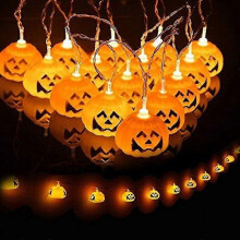 Luzes de corda de Halloween 10 pés 20 LED decorações de abóbora internas brancas quentes para ambientes externos