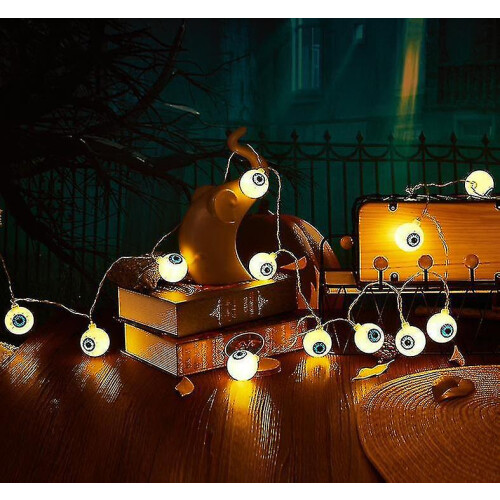 10 Eyeball LED Halloween String Lights 1.5m Warm White Battery Operated Decorative