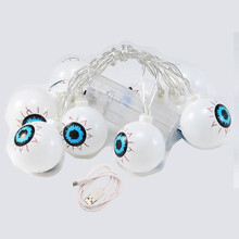 Luzes de corda de Halloween com design de globo ocular 3D Bateria USB à prova d'água decoração interna e externa para jardim de festa