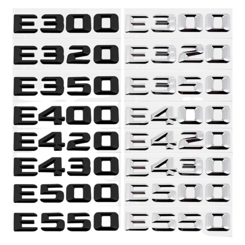 Zelfklevend embleem met letter en cijfer voor de achterbak van de auto, compatibel met E300, E320, E350, E400, E420, E430, E500 en E550 1