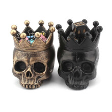 Skull Candle Holder Crown Skeleton Resin Candlestick Tealight Cup Decorative for Halloween Christmas Gothic Party