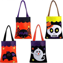 4er-Pack Halloween-Tragetaschen aus Segeltuch, 25,4 x 17,8 cm, wiederverwendbare Süßes oder Saures-Taschen
