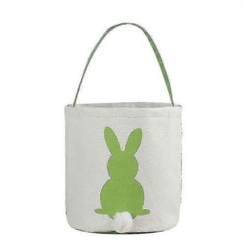 Easter Egg Basket Canvas Bunny Rabbit Printed Carry Bag for Eggs Candy 23x25cm