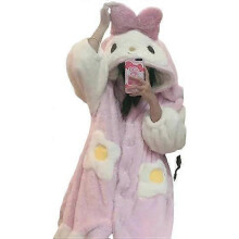 Plush Pajama Onesie Hooded Kawaii Women's Cartoon Animal Print Loungewear