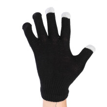 Skeleton Touchscreen Gloves, Knit Winter Gloves with Glow in the Dark Pattern for Men Women, White, 1 Pair
