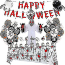 Halloween-Ballon-Set, Latex-Aluminiumfolie, blutiges Banner, Waben-3D-Geist-Party-Dekoration