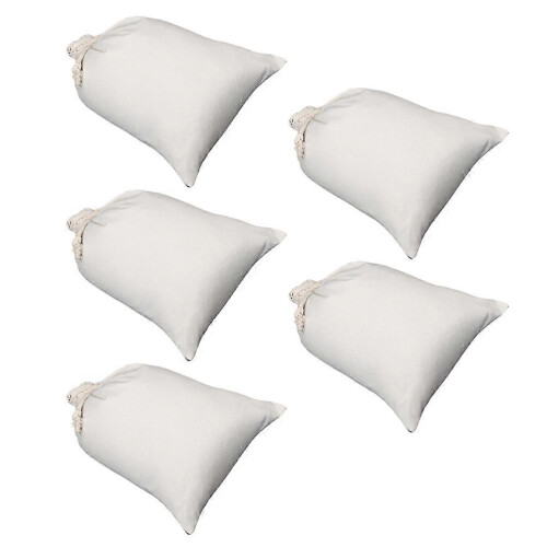 Canvas Drawstring Bags 5-Pack White 25x20cm Portable Candy Storage Pouches 1