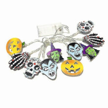 Corda de luz de caveira de abóbora de Halloween 20 LED 3m decoração suspensa para porta de janela