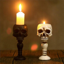 2 pçs crânio suporte de vela gótico mesa crânio esqueleto castiçal halloween tealight copo casa escritório barra decoração