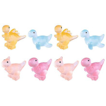 Glow in the Dark Mini Dinosaur Figures Resin Cake Toppers 8Pcs Assorted Colors