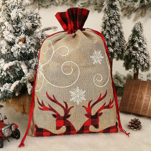 Christmas Canvas Drawstring Sack Bag for Candy Treats Party Decorations 1