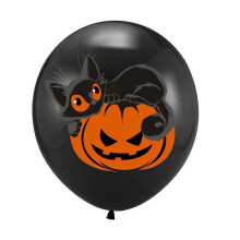 Halloween Party Balloons 15Pcs Latex Assorted Colors Cartoon Pumpkin Cat Skull Prints