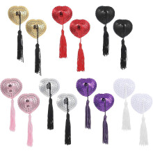Cache-tétons adhésif réutilisable, 7 paires, pompon en forme de cœur en Silicone brillant pour femmes, fête de saint-valentin