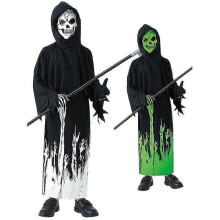 Kostým Grim Reaper žiariaci v tme pre deti Halloweensky kostým s kapucňou a rukavicami