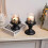 Pillar Candle Holder Set 2 Pack Distressed Black/White/Gold, Gothic Hurricane Candlestick Holders 2