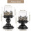 Pillar Candle Holder Set 2 Pack Distressed Black/White/Gold, Gothic Hurricane Candlestick Holders 3