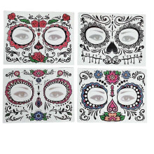 Temporary Tattoos, Day of the Dead Sugar Skull Face, 4 Packs, Water Transfer Paper, 13x17cm