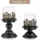 Pillar Candle Holder Set 2 Pack Distressed Black/White/Gold, Gothic Hurricane Candlestick Holders 4