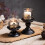 Pillar Candle Holder Set 2 Pack Distressed Black/White/Gold, Gothic Hurricane Candlestick Holders 5
