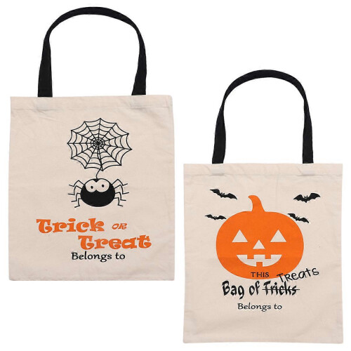 Canvas Candy Bag for Storage, Assorted Color Halloween, 2-Pack 2