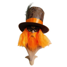 Cylinder cosplay z brodą na imprezę z okazji Halloween dla dorosłych-regulowany dodatek do kostiumu z tkaniny 55-60 cm
