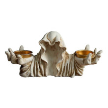 Suporte de vela fantasma de resina branca - decoração de castiçal de mesa de Halloween vintage