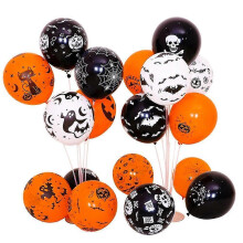 Halloween Balloons 12 Inch Latex Balloons, 100 Pcs Pumpkin Spider Web Bats Design for Party Decoration