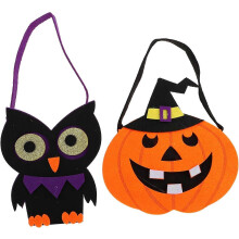 Seau en feutre pour Halloween avec poignée, sac à bonbons Portable pour enfants