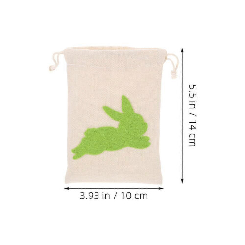 Easter Bunny Canvas Drawstring Bags Reusable Candy Storage 6 Pack 1