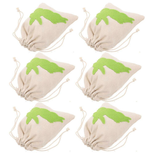 Easter Bunny Canvas Drawstring Bags Reusable Candy Storage 6 Pack 2